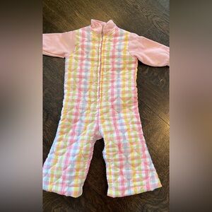 Vintage 70s Heir Craft Baby 12 mos Quilted Sleeper One Piece Pastels